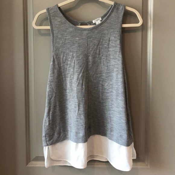 Like new! J. Crew gray and white mock-layered top - Picture 1 of 4